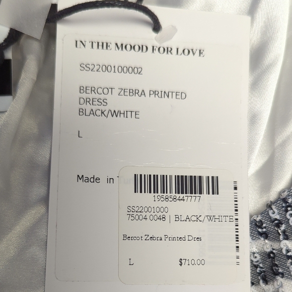 00739 NEW ITMFL Bercot Zebra Sequins Dress Black White Size Large evening party - Picture 10 of 12